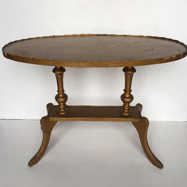 TABLE, Side Table - Gold Oval (75 x 42 x 54cmH)